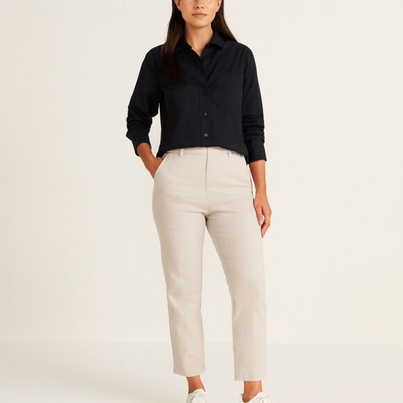 Quince Pants - QUINCE Ivory Ultra Stretch Pants Trousers   Women's Size Medium